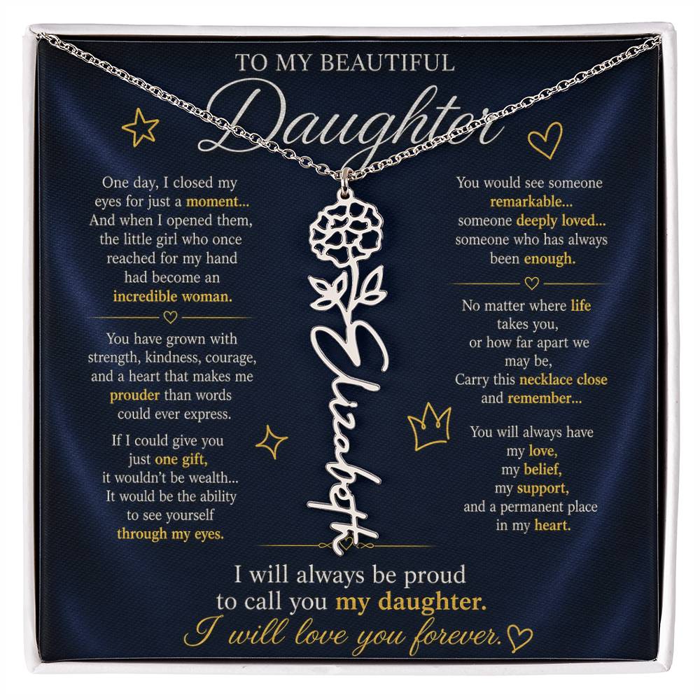Daughter Flower Name Necklace