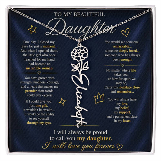 Daughter Flower Name Necklace
