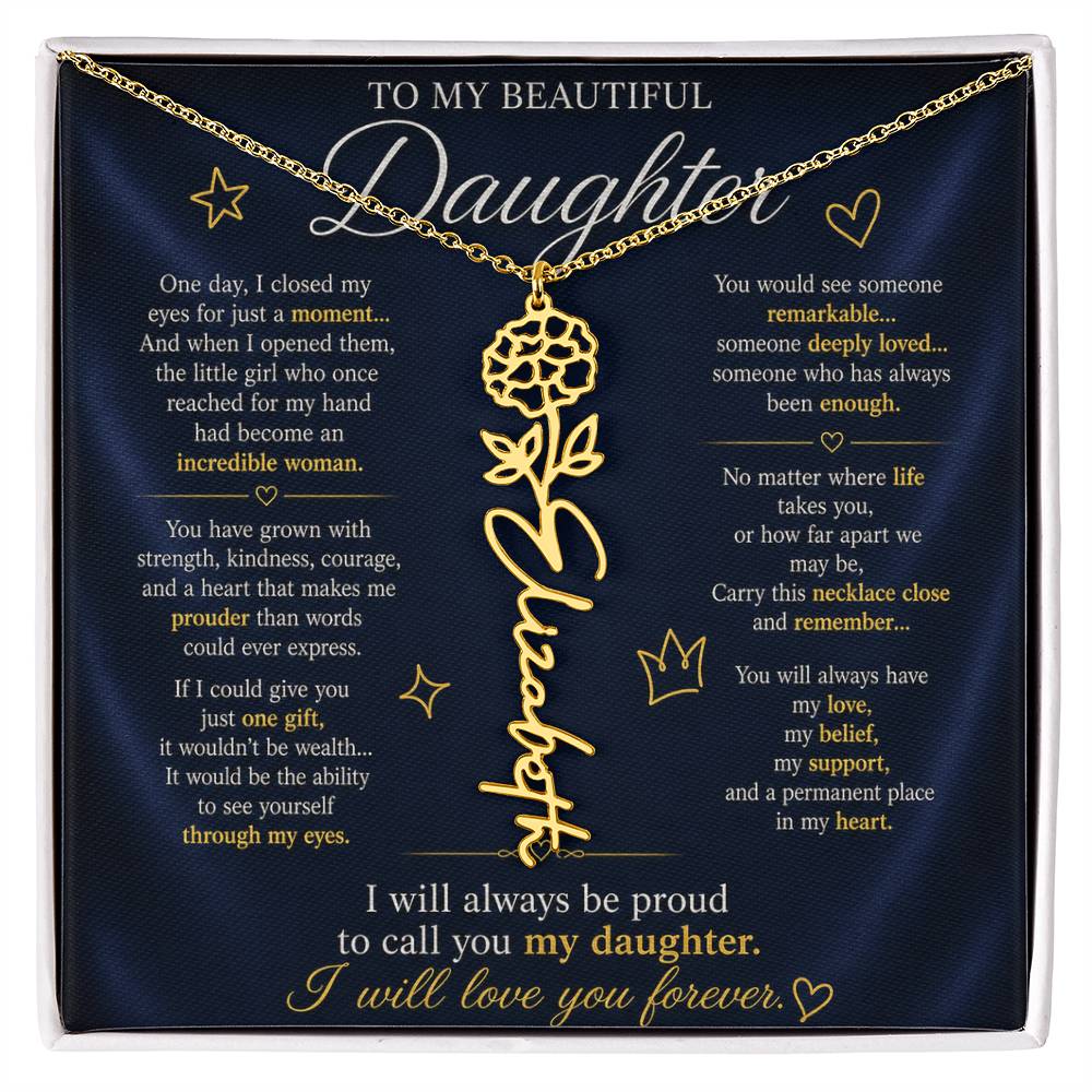 Daughter Flower Name Necklace