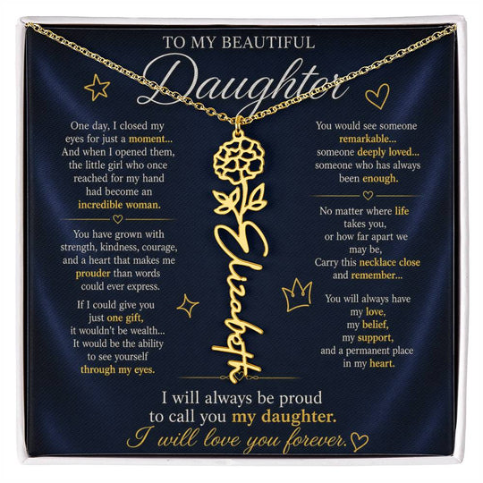 Daughter Flower Name Necklace