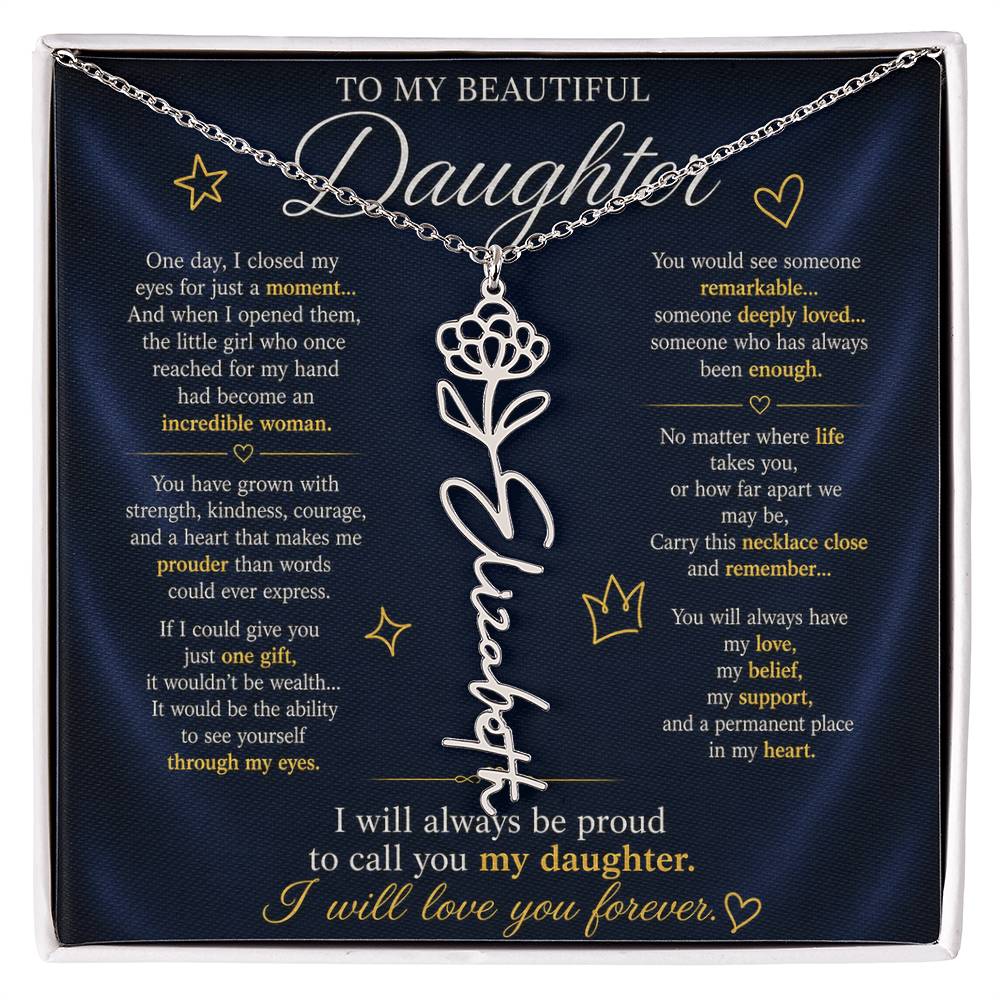 Daughter Flower Name Necklace