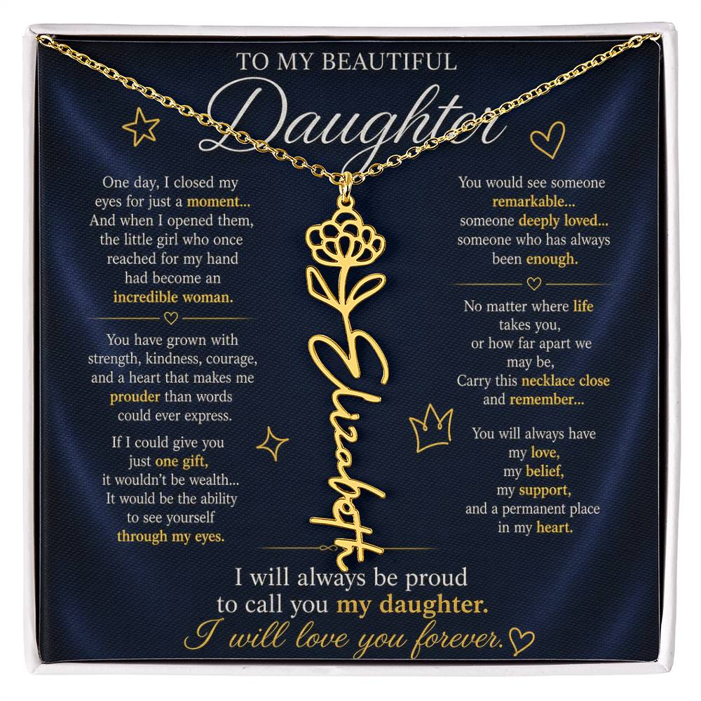 Daughter Flower Name Necklace