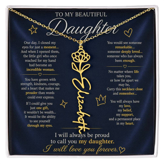 Daughter Flower Name Necklace