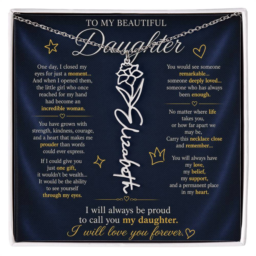 Daughter Flower Name Necklace