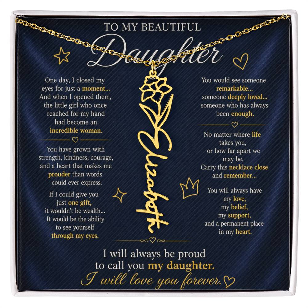Daughter Flower Name Necklace