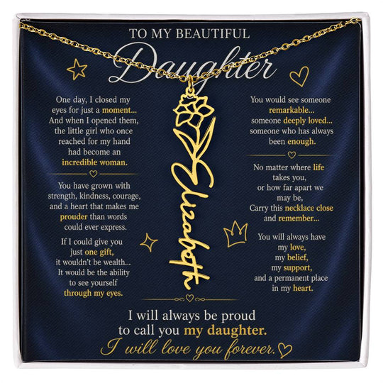 Daughter Flower Name Necklace