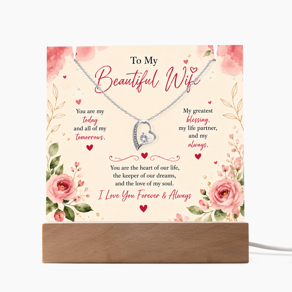 For Wife Keepsake Acrylic with Forever Love Necklace