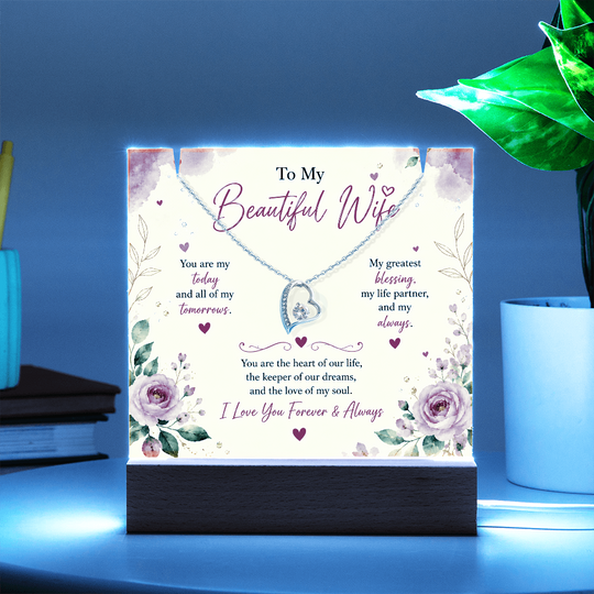 For Wife Keepsake Acrylic with Forever Love Necklace