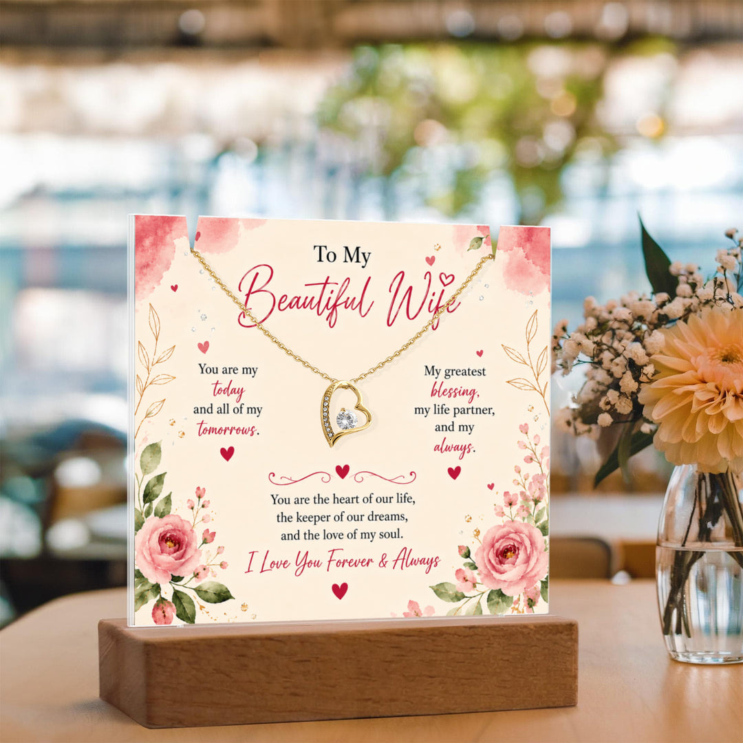 For Wife Keepsake Acrylic with Forever Love Necklace