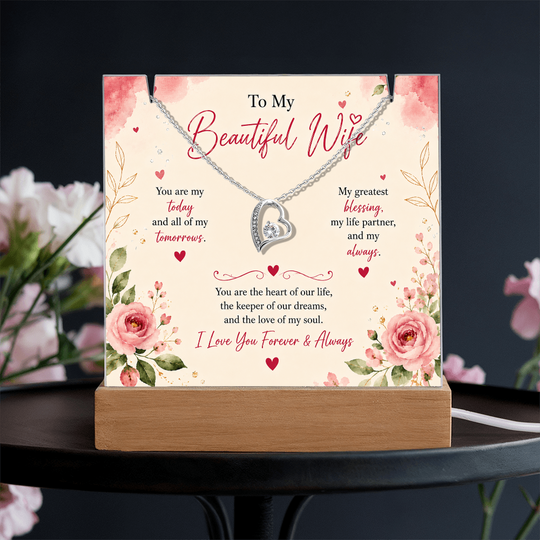 For Wife Keepsake Acrylic with Forever Love Necklace