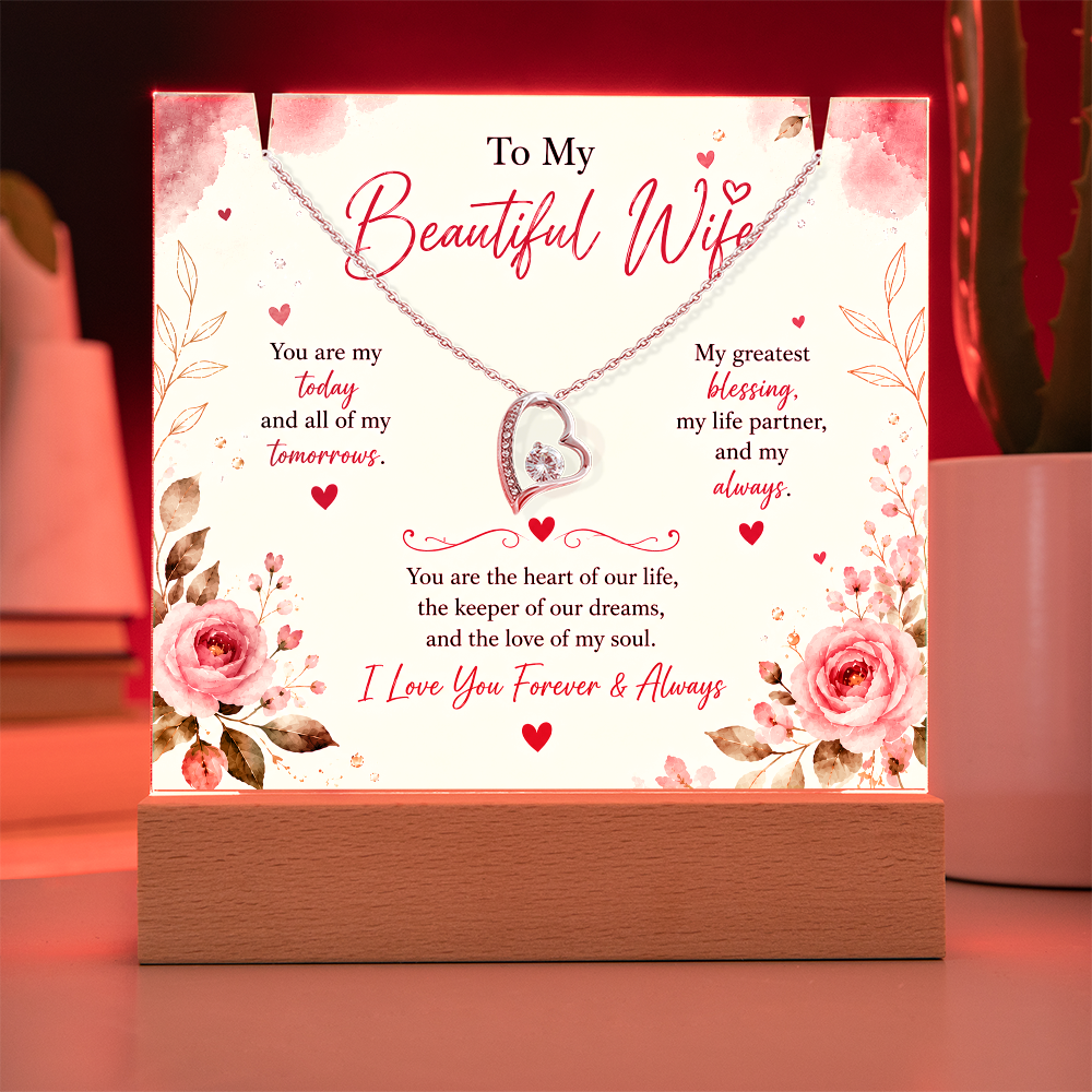 For Wife Keepsake Acrylic with Forever Love Necklace