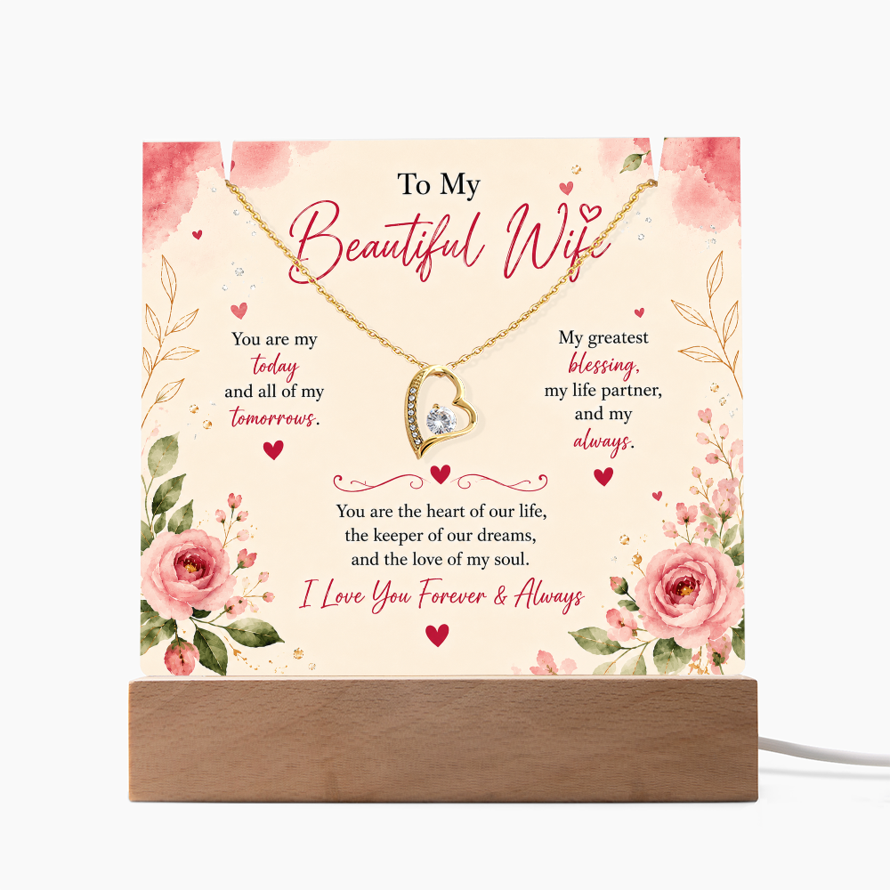 For Wife Keepsake Acrylic with Forever Love Necklace