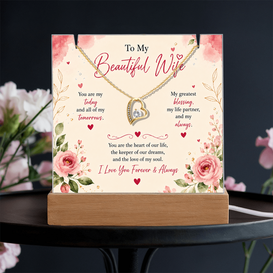 For Wife Keepsake Acrylic with Forever Love Necklace