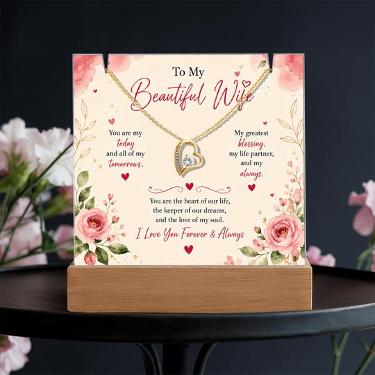For Wife Keepsake Acrylic with Forever Love Necklace