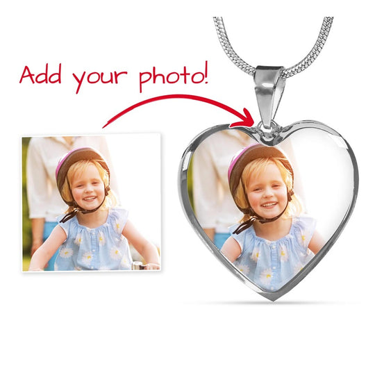 Personalized Heart Photo &amp; Engraving Necklace