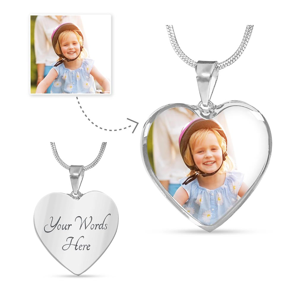 Personalized Heart Photo &amp; Engraving Necklace