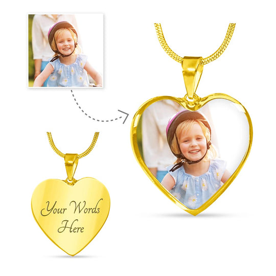 Personalized Heart Photo &amp; Engraving Necklace