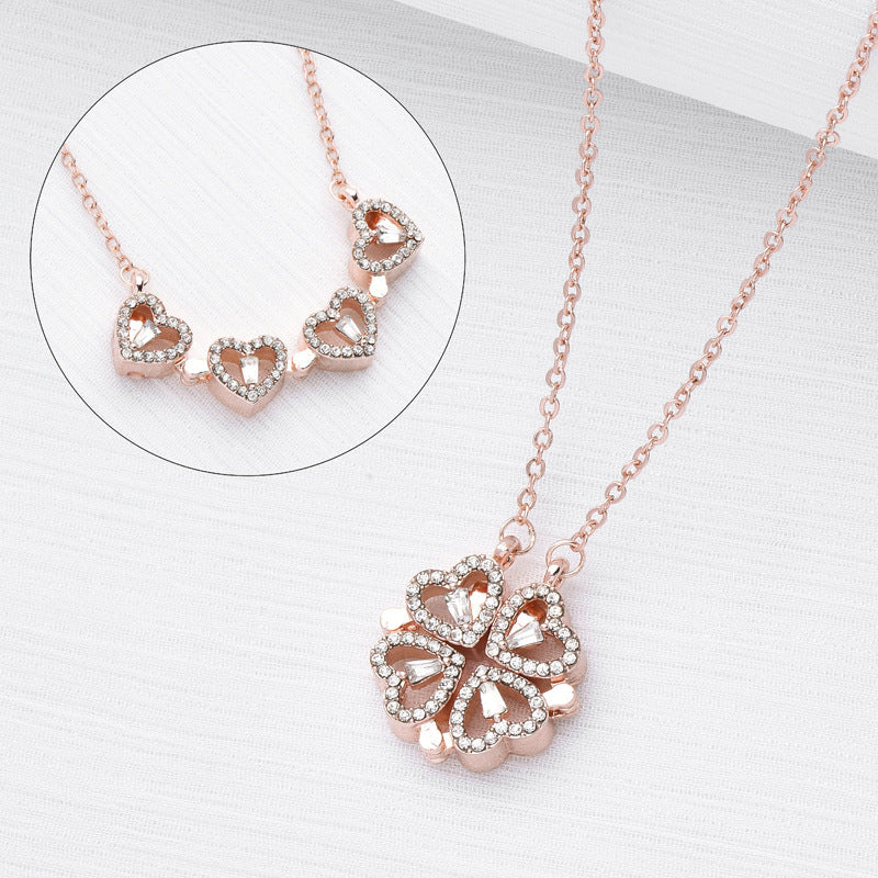 4-in-1 Magnetic Heart Clover Pendant Necklace