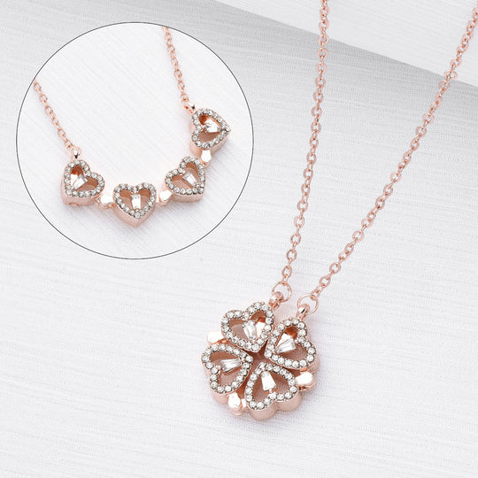 4-in-1 Magnetic Heart Clover Pendant Necklace