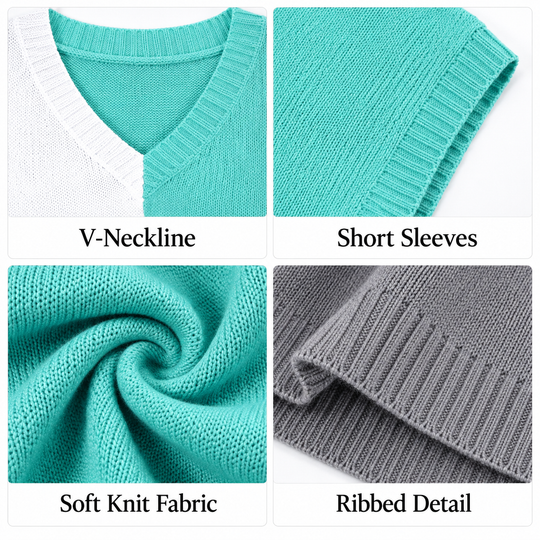 Color Block V-Neck Knit Top