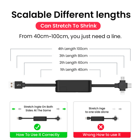 4-in-1 Retractable USB Charging Cable