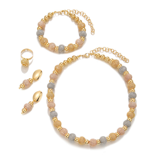 5-Piece Gold Plated Beaded Jewelry Set for Women