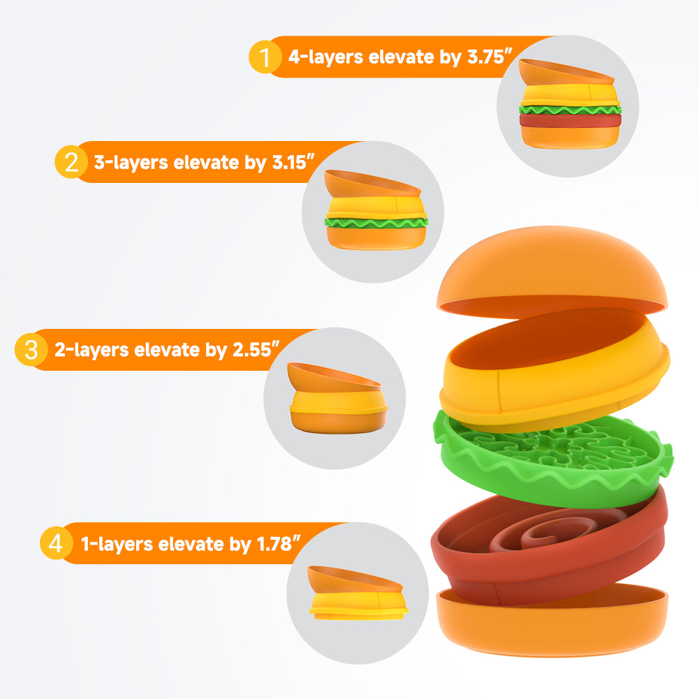 5-in-1 Hamburger-Style Pet Bowl Set