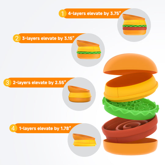 5-in-1 Hamburger-Style Pet Bowl Set