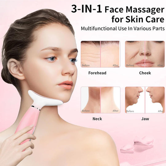 Pink Heated Facial &amp; Neck Lifting Massager
