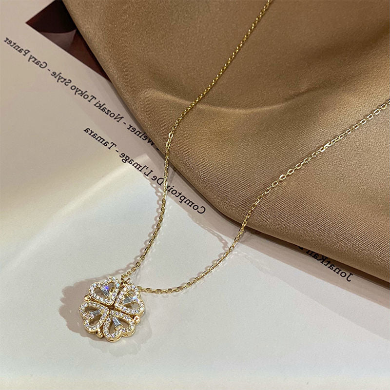 4-in-1 Magnetic Heart Clover Pendant Necklace
