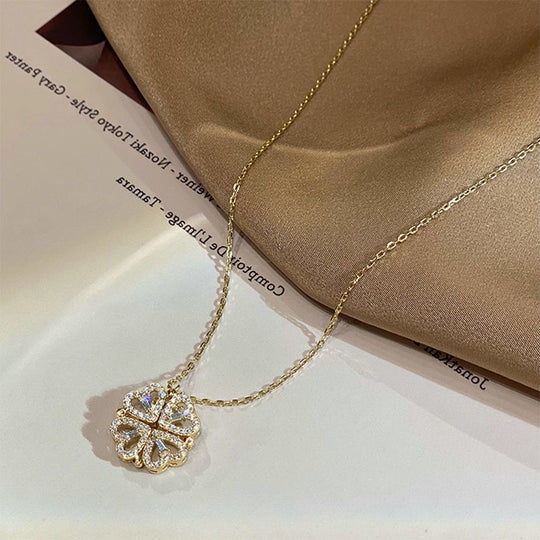 4-in-1 Magnetic Heart Clover Pendant Necklace