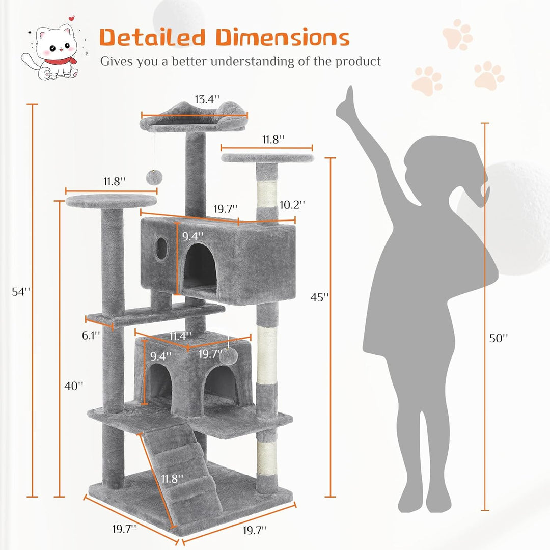 54-Inch Multi-Level Cat Tree Tower