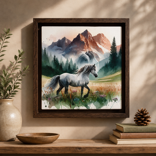 Majestic Horses Watercolor Canvas Art