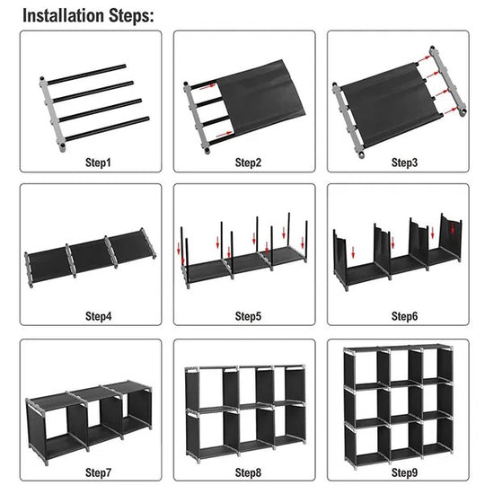 9-Cube 3-Tier Storage Organizer Shelf