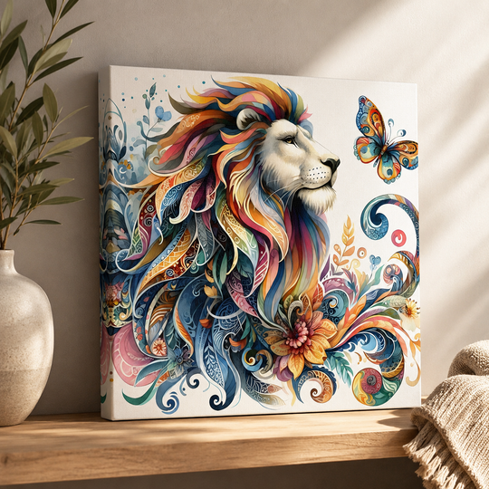 Colorful Lion Canvas Wall Art