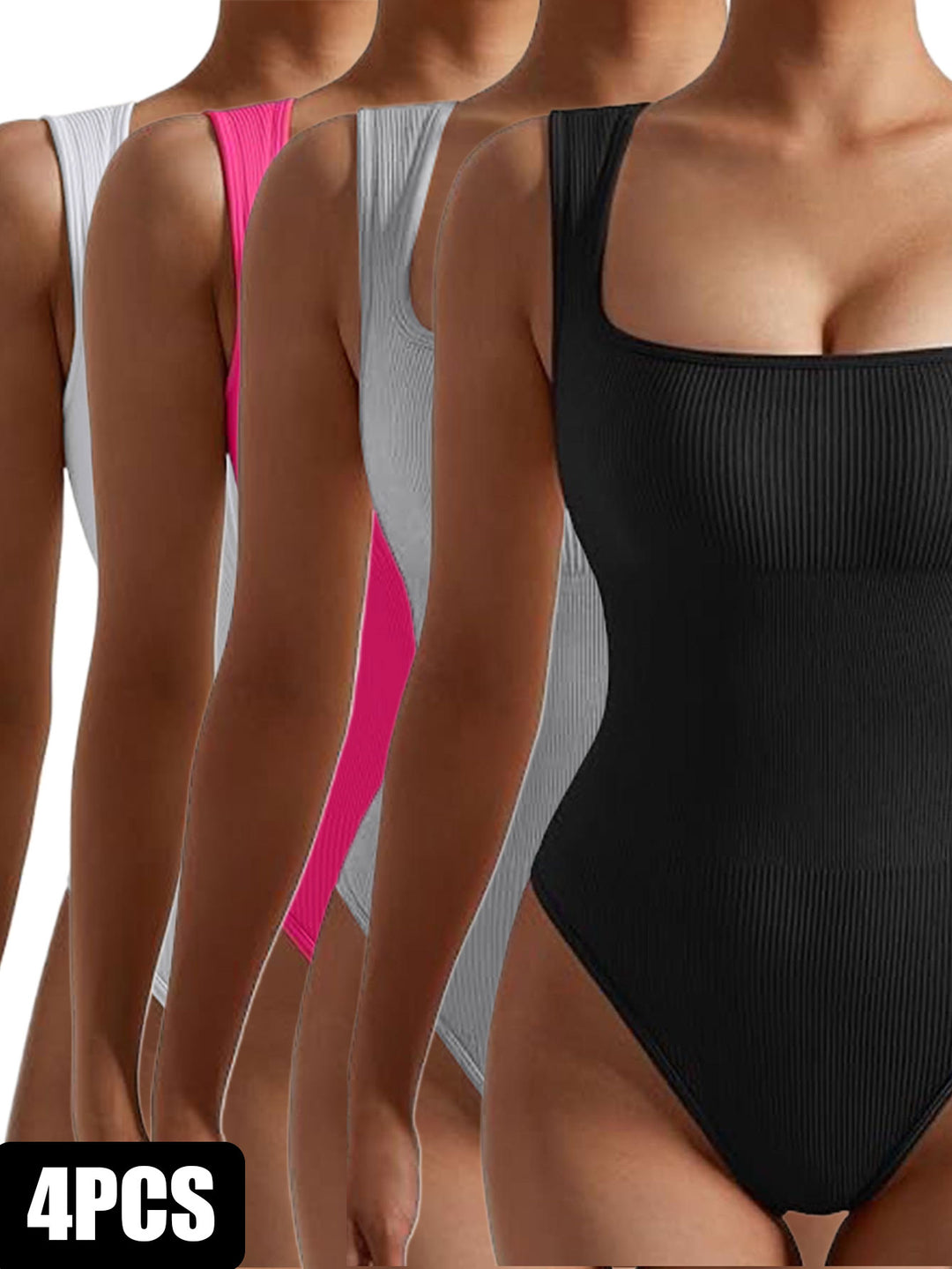 4-Pack Women’s Short-Sleeve Workout Rompers