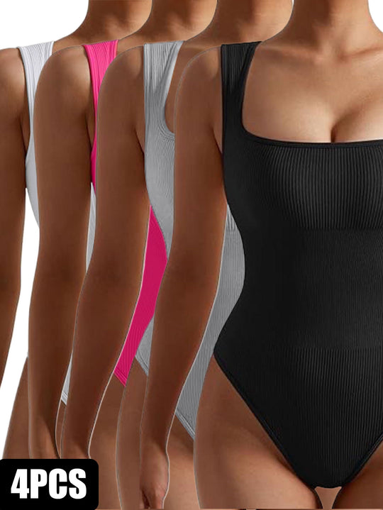 4-Pack Women’s Short-Sleeve Workout Rompers