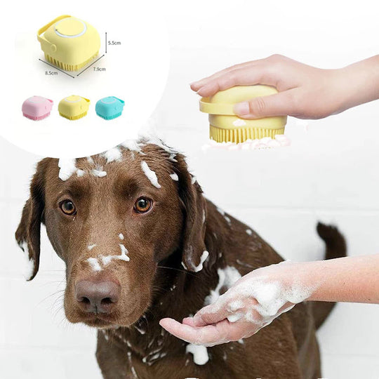 Pet Bath &amp; Massage Brush with Built-In Shampoo Dispenser