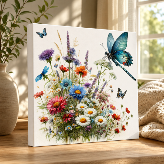 Wildflower &amp; Butterfly Canvas Art