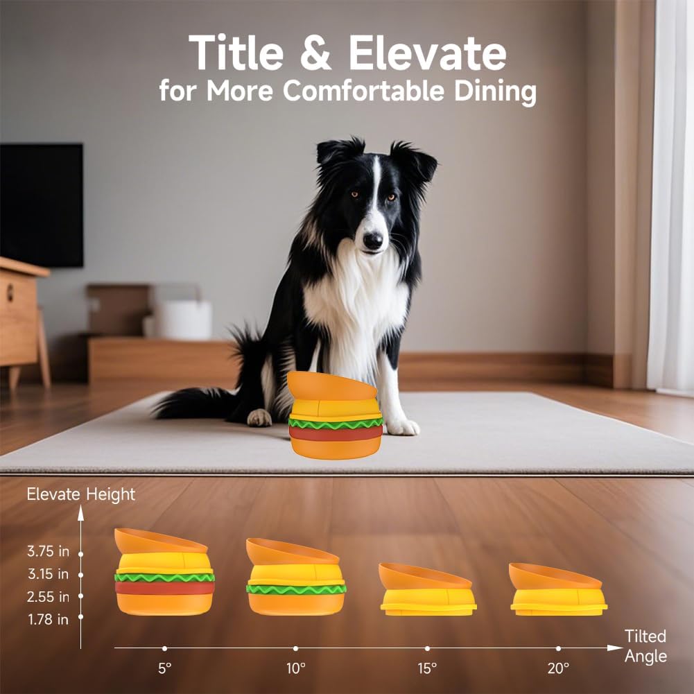 5-in-1 Hamburger-Style Pet Bowl Set