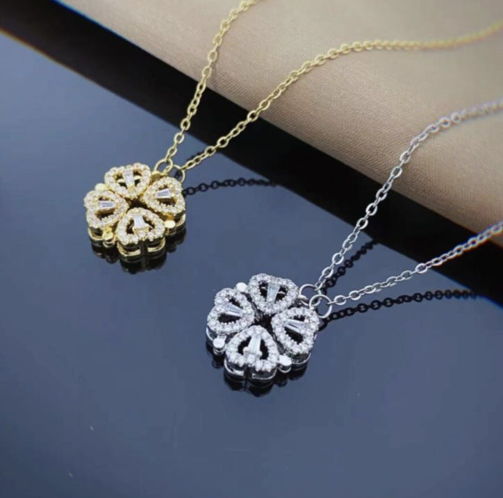 4-in-1 Magnetic Heart Clover Pendant Necklace