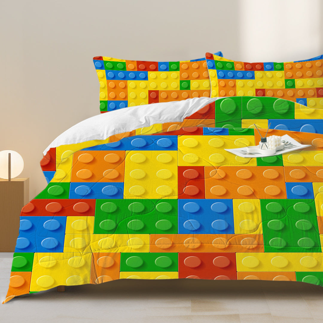 Colorful Building Blocks 3-Piece Comforter Set