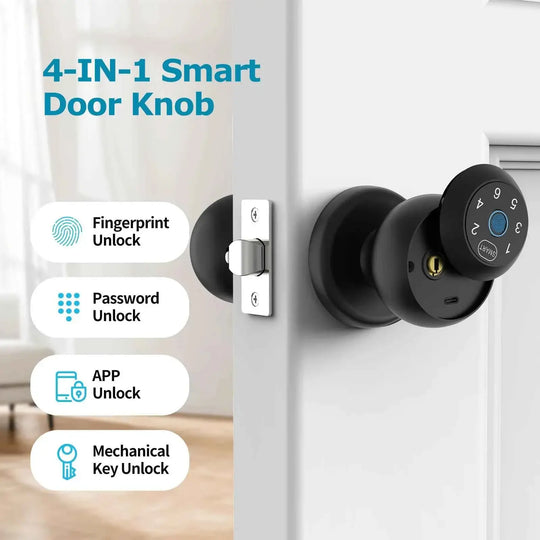 Viladepot Ball-Shaped Smart Lock Fingerprint, App-Controlled, Passcode, and Electronic Touchscreen Keypad Door Lock Smart Handle
