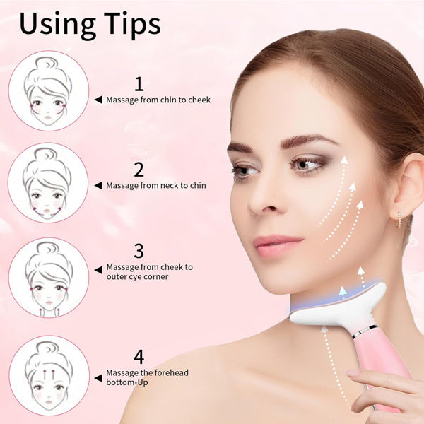 Pink Heated Facial &amp; Neck Lifting Massager