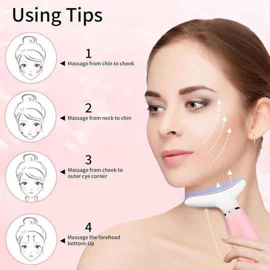 Pink Heated Facial &amp; Neck Lifting Massager