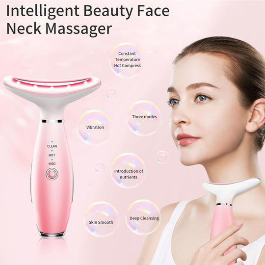 Pink Heated Facial &amp; Neck Lifting Massager