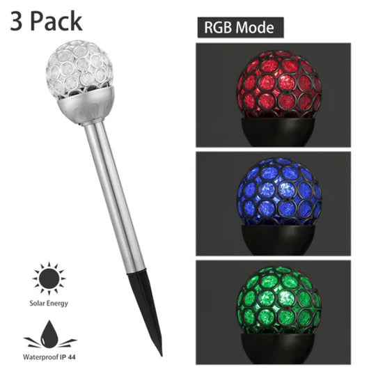 3-Pack IP44 RGB Solar Garden Ball Lights