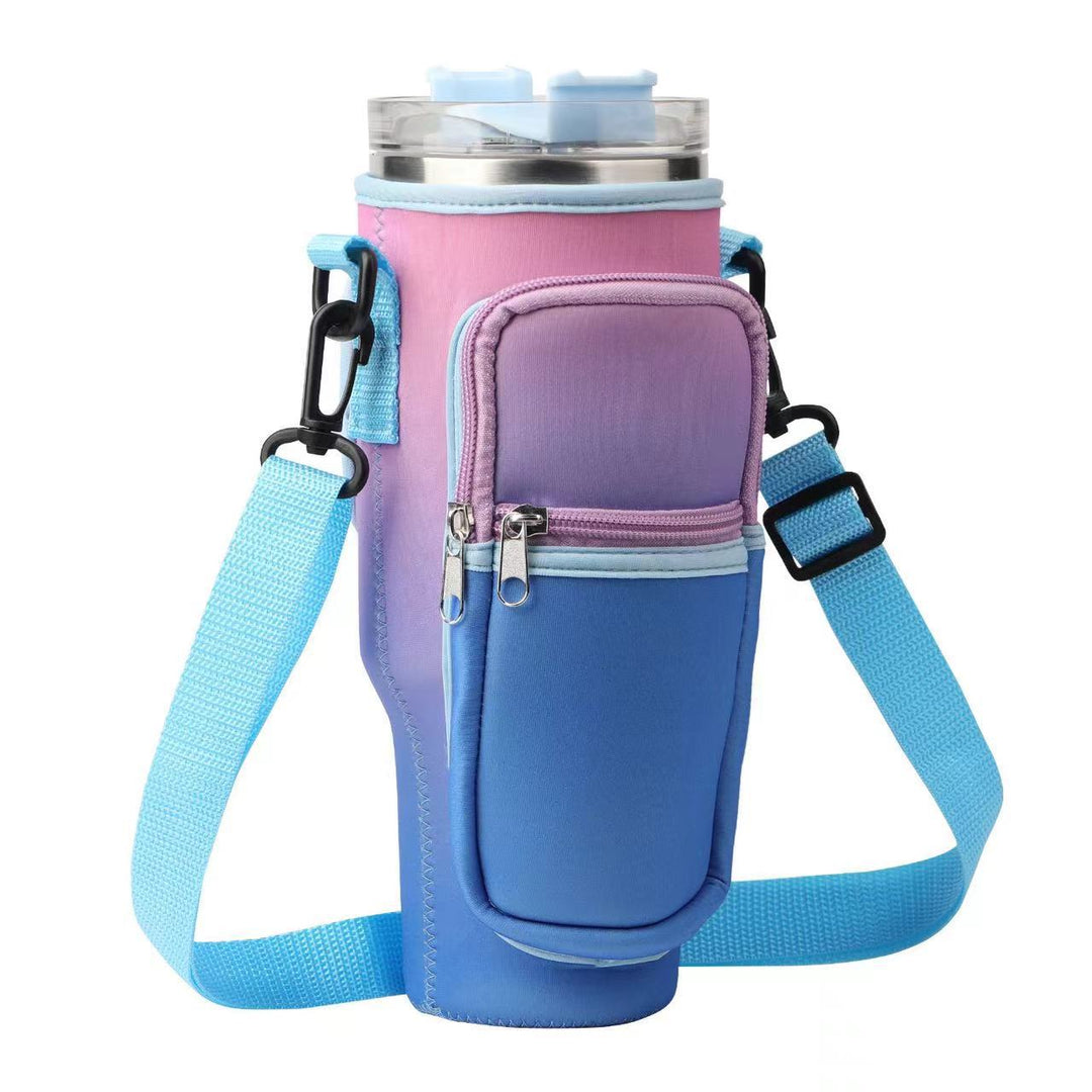 Neoprene Insulated Tumbler Sleeve with Pocket &amp; Strap