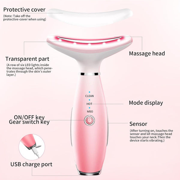 Pink Heated Facial &amp; Neck Lifting Massager