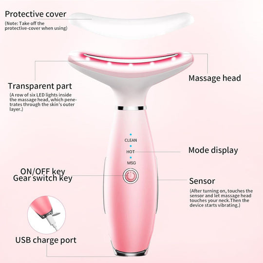 Pink Heated Facial &amp; Neck Lifting Massager